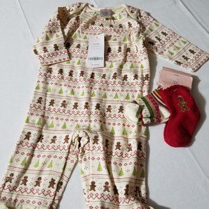 Gymboree Gingerbread Cookies 3-6 month Romper & socks NWT set.